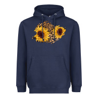 Navy sunflower leopard patch Heavyweight Hoodie - AdoDesignShop