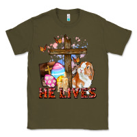 Army Green He lives Easter Day Classic Tee - CowGirlArtShop