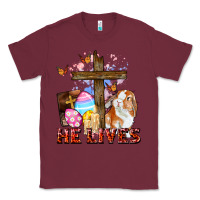 Burgundy He lives Easter Day Classic Tee - CowGirlArtShop