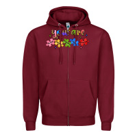 Burgundy you are loved autism Zipper Hoodie - JahusDesignShop