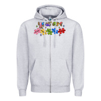 Heather Grey you are loved autism Zipper Hoodie - JahusDesignShop