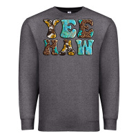 Charcoal Heather western sunflowers turquoise leopard yee haw Premium Sweatshirt - BarkalooDesign