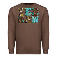 Chestnut western sunflowers turquoise leopard yee haw Premium Sweatshirt - BarkalooDesign
