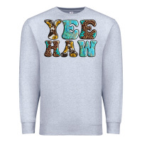 Heather Grey western sunflowers turquoise leopard yee haw Premium Sweatshirt - BarkalooDesign