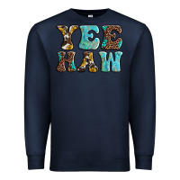Navy western sunflowers turquoise leopard yee haw Premium Sweatshirt - BarkalooDesign