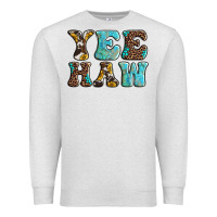 Oatmeal Heather western sunflowers turquoise leopard yee haw Premium Sweatshirt - BarkalooDesign