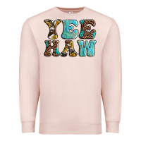 Pale Pink western sunflowers turquoise leopard yee haw Premium Sweatshirt - BarkalooDesign