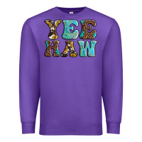 Purple western sunflowers turquoise leopard yee haw Premium Sweatshirt - BarkalooDesign
