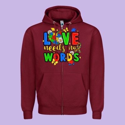 Love Needs No Words Zipper Hoodie Designed By Jahusdesignshop