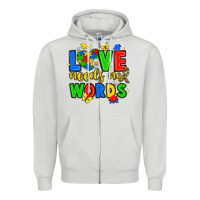 Dove Grey love needs no words Zipper Hoodie - JahusDesignShop