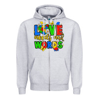 Heather Grey love needs no words Zipper Hoodie - JahusDesignShop