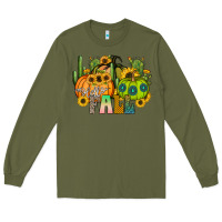 Army Green hello fall Long Sleeve Tee - CowhideDigitalArt