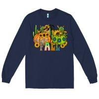 Navy hello fall Long Sleeve Tee - CowhideDigitalArt