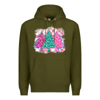 Army Green christmas leopard trees Premium Hoodie - MaliasSmallBusiness