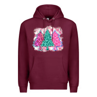 Burgundy christmas leopard trees Premium Hoodie - MaliasSmallBusiness