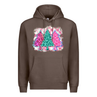 Coffee christmas leopard trees Premium Hoodie - MaliasSmallBusiness
