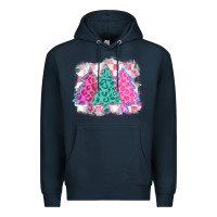 Navy christmas leopard trees Premium Hoodie - MaliasSmallBusiness