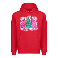 Red christmas leopard trees Premium Hoodie - MaliasSmallBusiness