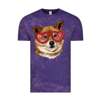 Cloud Purple shiba inu with love glasses Vintage Tee - RanaPortraitStore