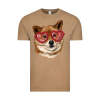 Vintage Coffee shiba inu with love glasses Vintage Tee - RanaPortraitStore