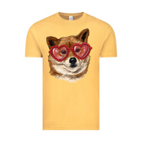 Vintage Mustard shiba inu with love glasses Vintage Tee - RanaPortraitStore