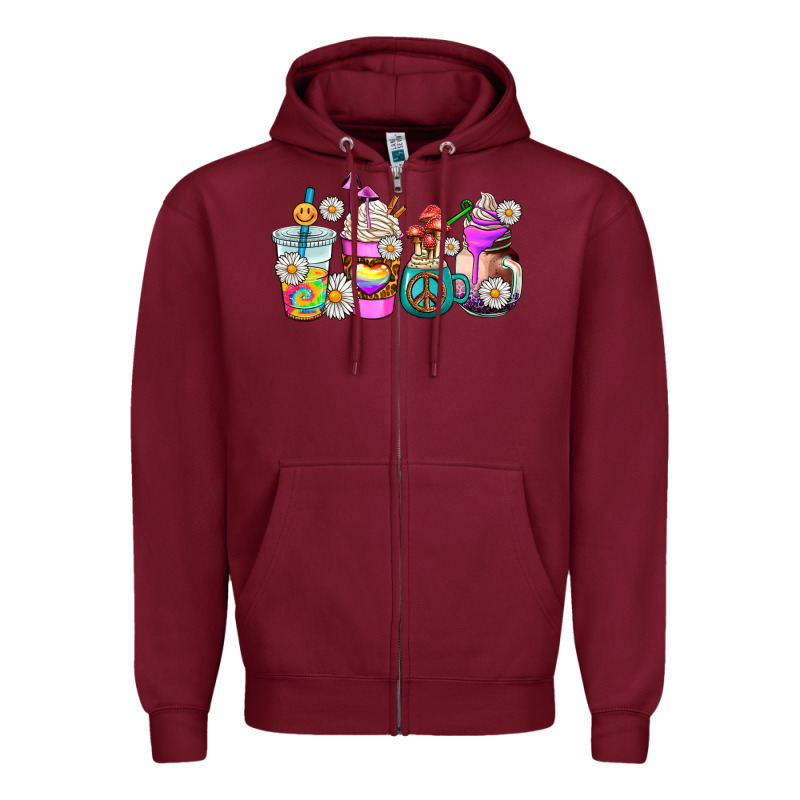 Hippie Coffee Cups Zipper Hoodie by AdoDesignShop | Teevron