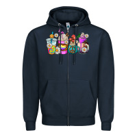 Navy hippie coffee cups Zipper Hoodie - AdoDesignShop