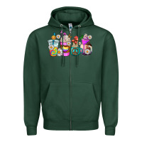 Sports Green hippie coffee cups Zipper Hoodie - AdoDesignShop