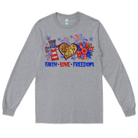 Heather Grey faith love freedom Long Sleeve Tee - Neo Western