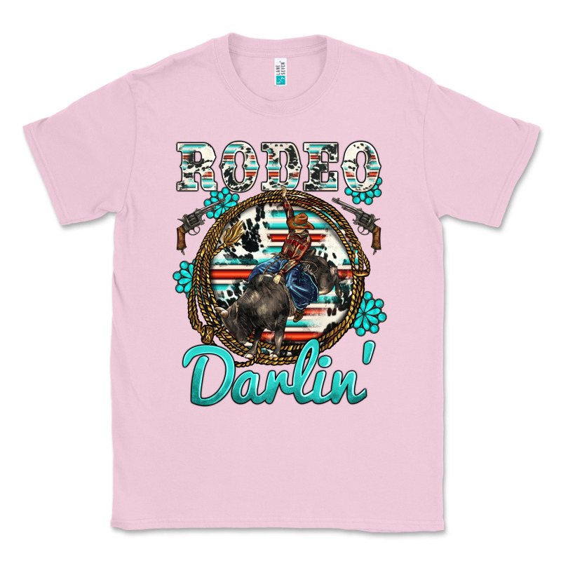 Western Rodeo Darlin' Bullfighter Serape Cowhide Turquoise Gemstones Classic Tee by BarkalooDesign | Teevron