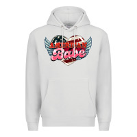 Dove Grey American babe Premium Hoodie - NancyCooperArtShop