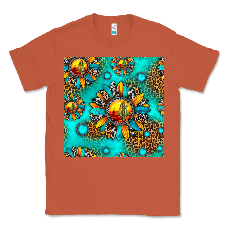 Western Sunset Sunflowers Seamless Pattern Classic Tee by HRA Design Shop | Teevron