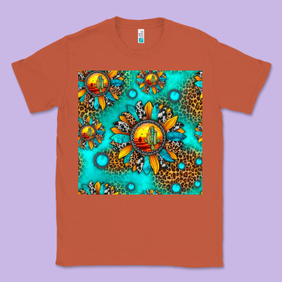 Western Sunset Sunflowers Seamless Pattern Classic Tee Designed By Hra Design Shop