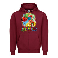 Burgundy neurodiversity celebrate the spectrum Zipper Hoodie - JahusDesignShop