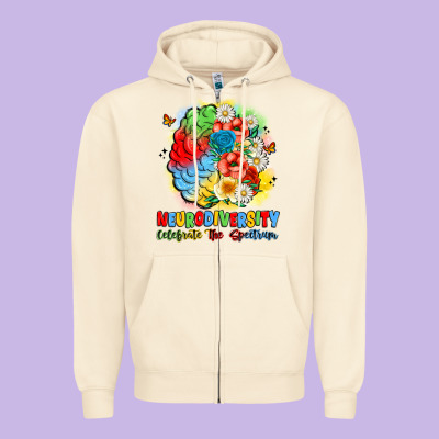 Neurodiversity Celebrate The Spectrum Zipper Hoodie Designed By Jahusdesignshop
