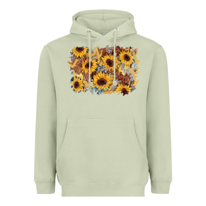 Sunflower Glitter Leather Background Heavyweight Hoodie by AdoDesignShop | Teevron