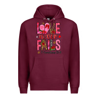 Burgundy love never fails i corintians 13 8 Premium Hoodie - NancyCooperArtShop
