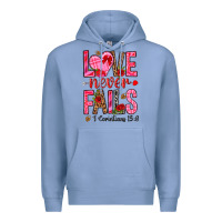 Colony Blue love never fails i corintians 13 8 Premium Hoodie - NancyCooperArtShop