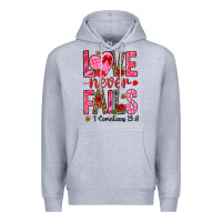 Heather Grey love never fails i corintians 13 8 Premium Hoodie - NancyCooperArtShop