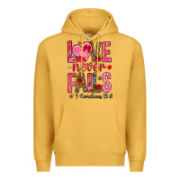 Mustard love never fails i corintians 13 8 Premium Hoodie - NancyCooperArtShop