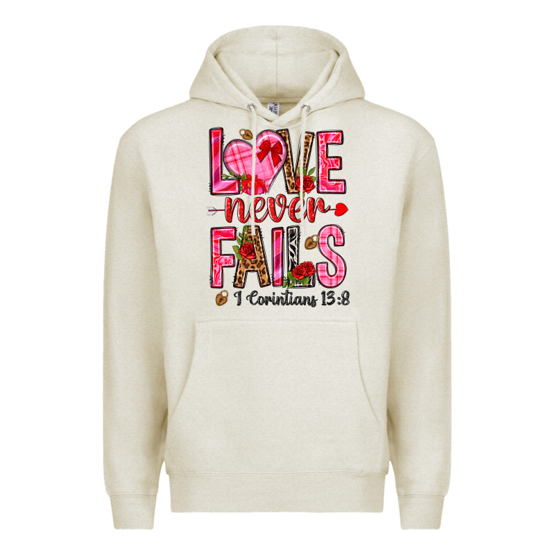 Love Never Fails I Corintians 13 8 Premium Hoodie by NancyCooperArtShop | Teevron