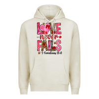 Oatmeal Heather love never fails i corintians 13 8 Premium Hoodie - NancyCooperArtShop