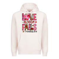 Pale Pink love never fails i corintians 13 8 Premium Hoodie - NancyCooperArtShop