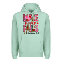 Seafoam love never fails i corintians 13 8 Premium Hoodie - NancyCooperArtShop