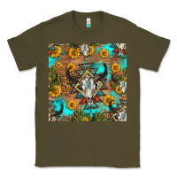 Army Green aztec bull skull seamless pattern Classic Tee - HRA Design Shop