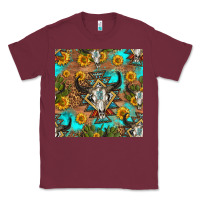 Burgundy aztec bull skull seamless pattern Classic Tee - HRA Design Shop