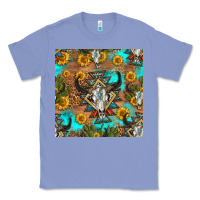 Colony Blue aztec bull skull seamless pattern Classic Tee - HRA Design Shop