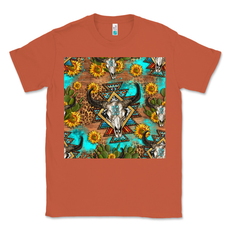 Aztec Bull Skull Seamless Pattern Classic Tee by HRA Design Shop | Teevron