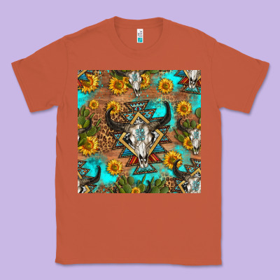 Aztec Bull Skull Seamless Pattern Classic Tee Designed By Hra Design Shop