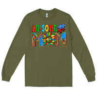 Army Green ausome autism mom Long Sleeve Tee - AdoDesignShop